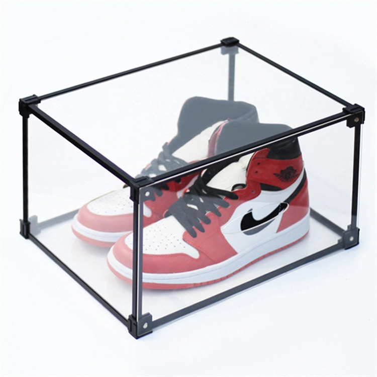 caja frontal abatible acrílica caja de zapatos a prueba de polvo almacenamiento acrílico para coleccionables