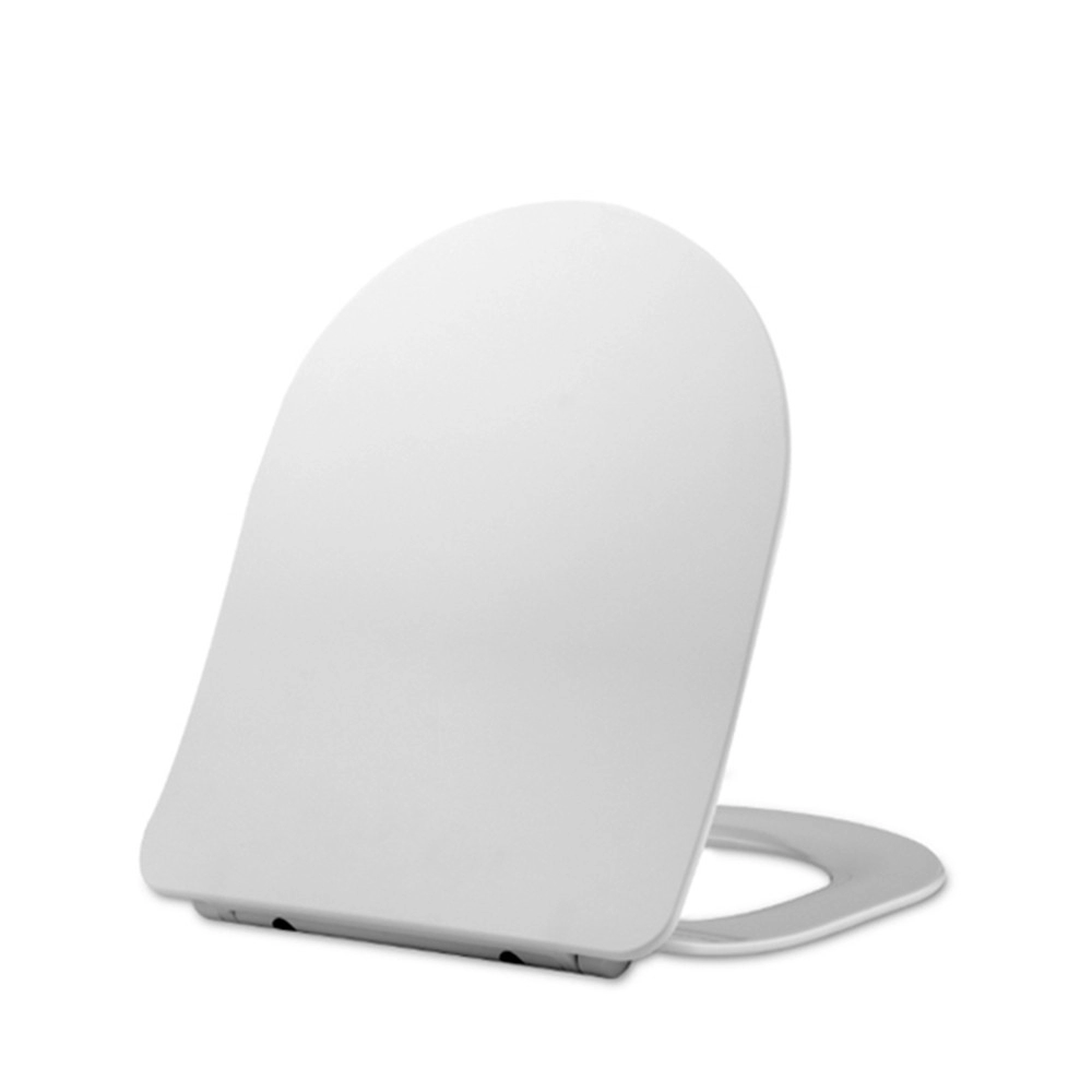 Cubierta de asiento de inodoro blanca en forma de D universal estándar europeo de diseño delgado