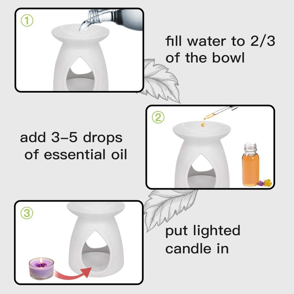 Quemador de aceite esencial de aromaterapia con soporte de luz de té de cerámica con forma de gota de lágrima