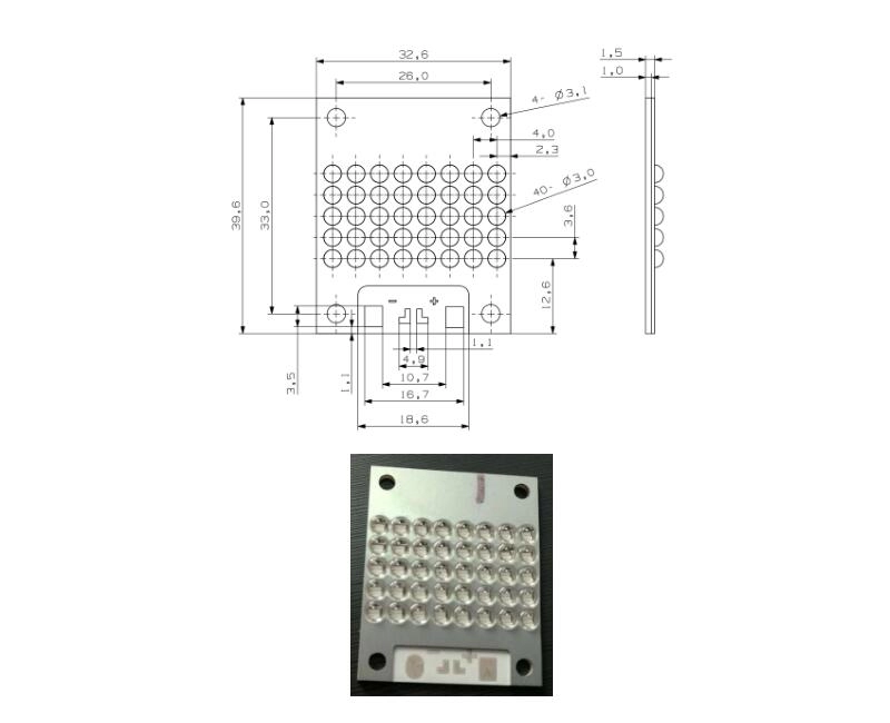 Módulo LED UV de alta potencia de 31 × 19 mm para curado UV