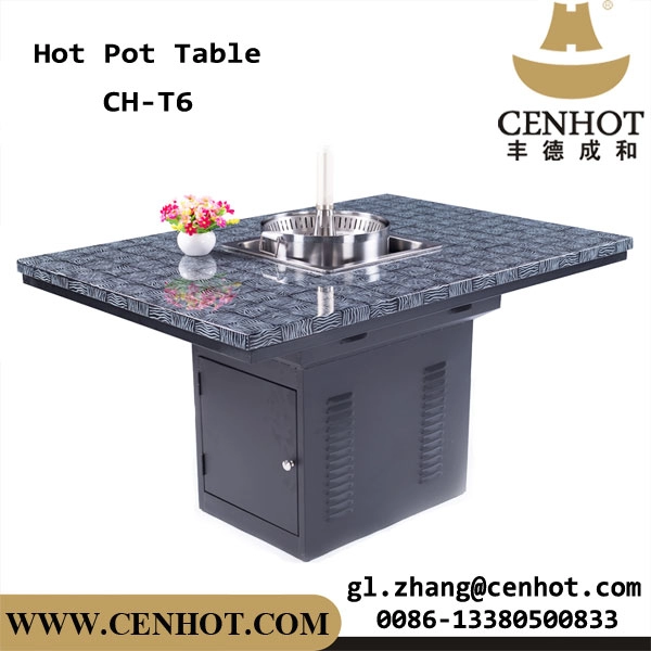 Mesa de olla caliente para restaurante comercial CENHOT con olla caliente elevadora