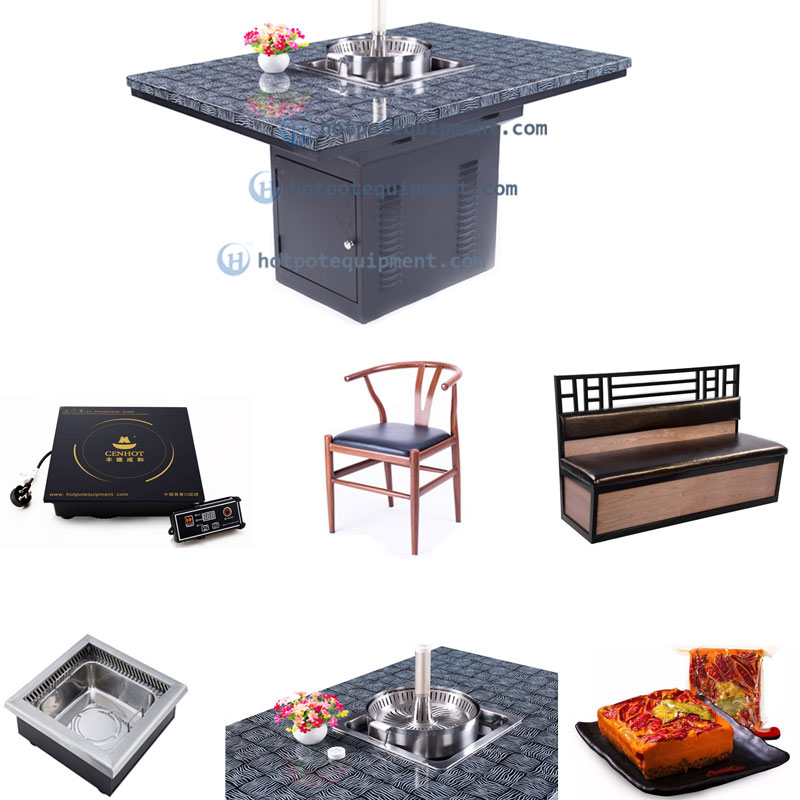 Square Hotpot Table effect - CENHOT