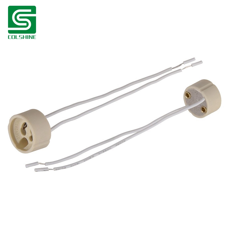 Base de soporte de lámpara halógena para bombilla LED GU10 conector de cable de cerámica