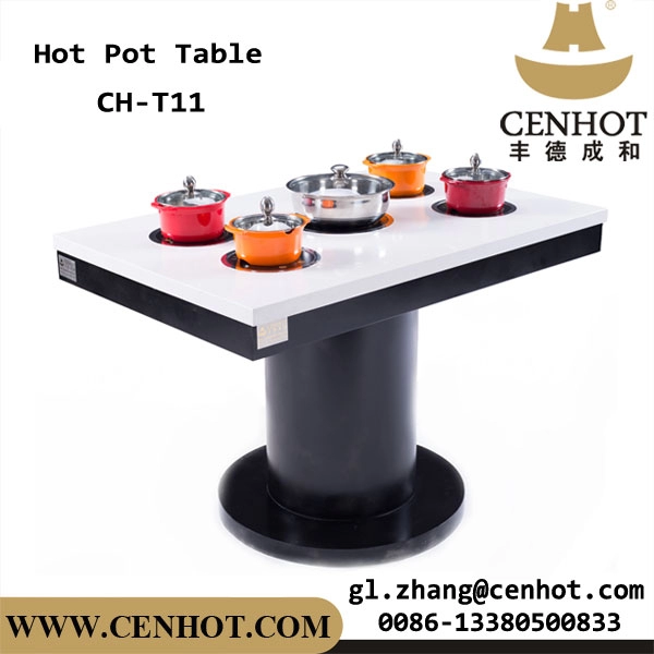 Mesa de comedor de restaurante personalizada comercial CENHOT, mesa de olla caliente para interiores