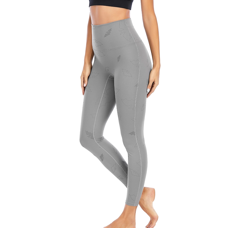 Leggings activos de yoga para gimnasio gris adelgazantes a prueba de sentadillas personalizados