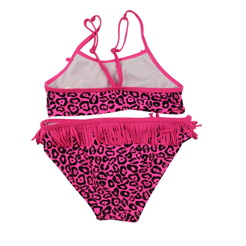 Rojo Shannon Fringe Bikini Bañadores-Niña