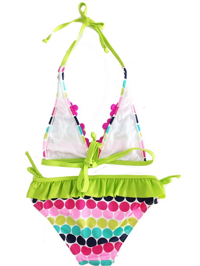 Conjunto de traje de baño de bikini de flores halter para niñas