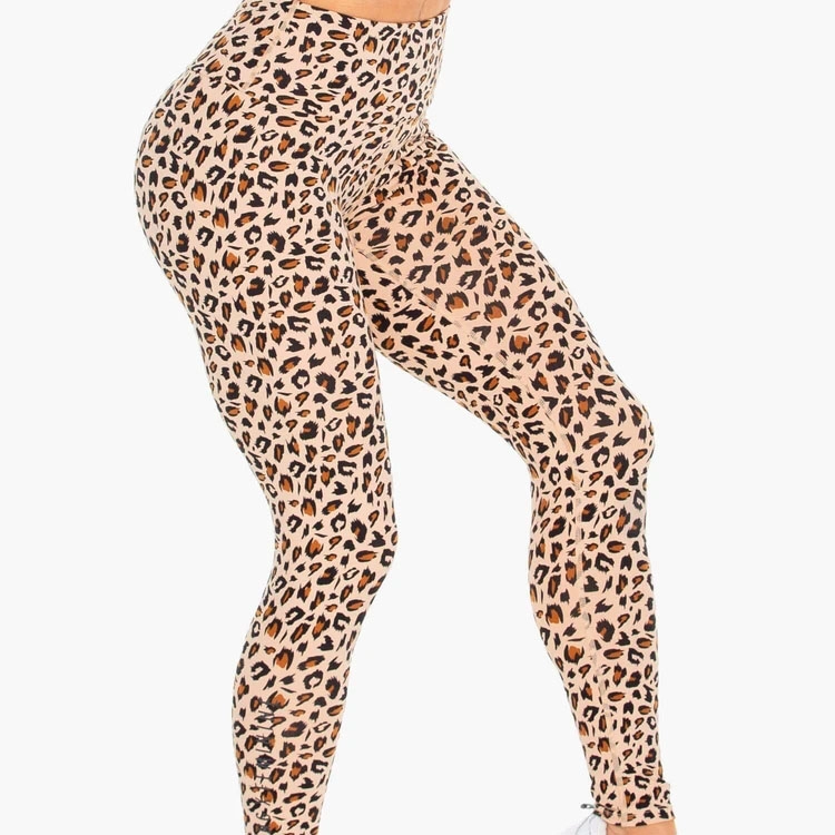 Leggings de leopardo de cintura alta personalizados para mujer