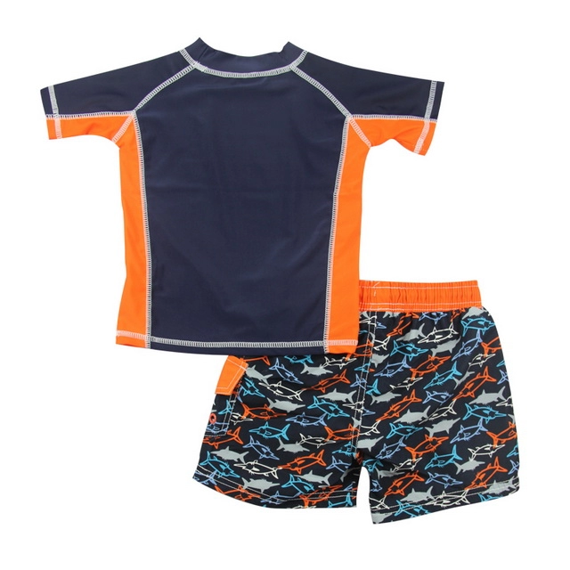 Shorts de baño y protección contra sarpullidos en azul marino y naranja