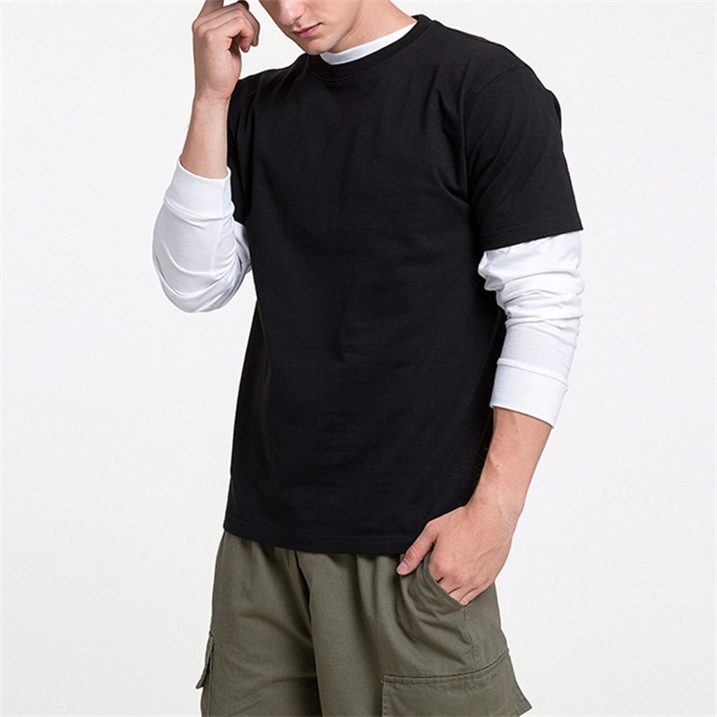 Camiseta de algodón casual de color sólido clásico para hombre