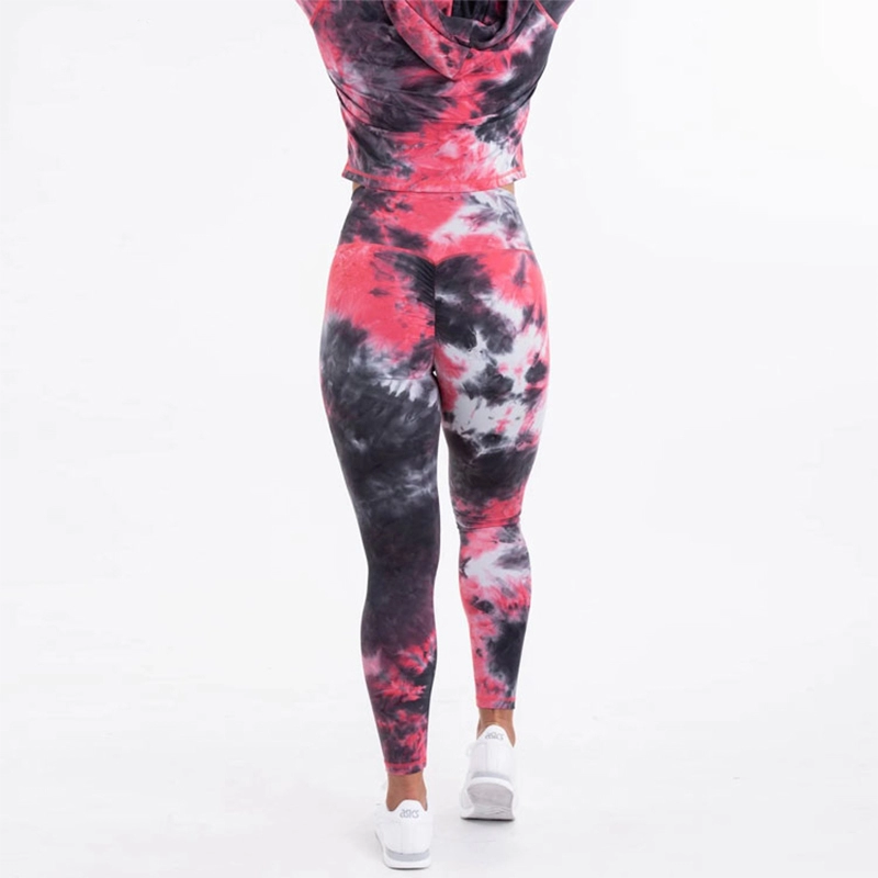Tie-Dye 2 piezas Yoga Crop Mujer Sudaderas con capucha Set