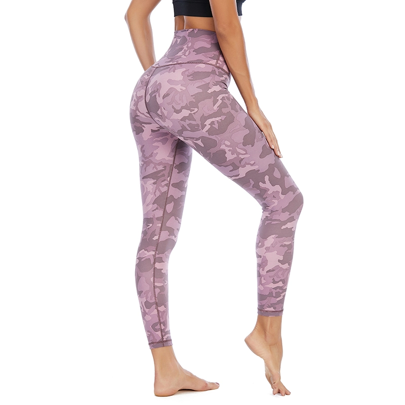 Leggings de yoga para mujer con estampado de camuflaje de cintura alta