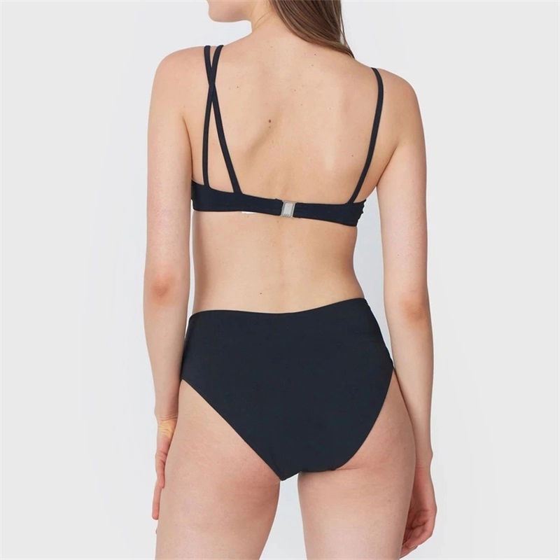 Conjunto de bikini con correa asimétrica de color sólido para mujer