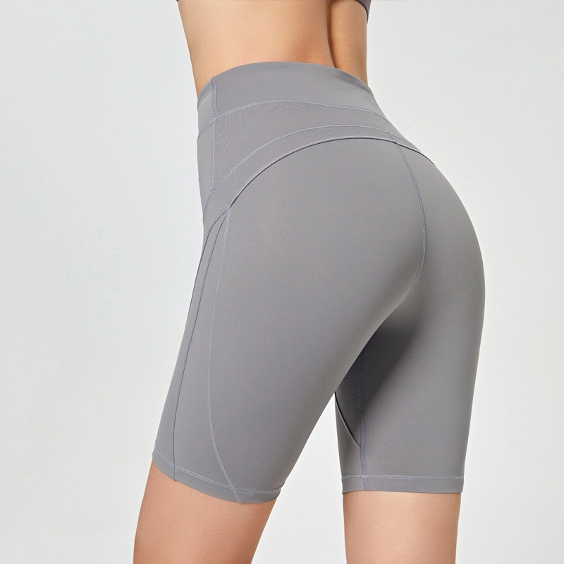 Pantalones cortos de yoga de cintura alta de fitness de cinco puntos para mujer