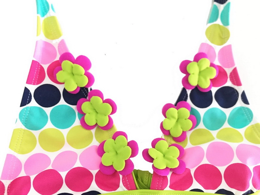 Conjunto de traje de baño de bikini de flores halter para niñas