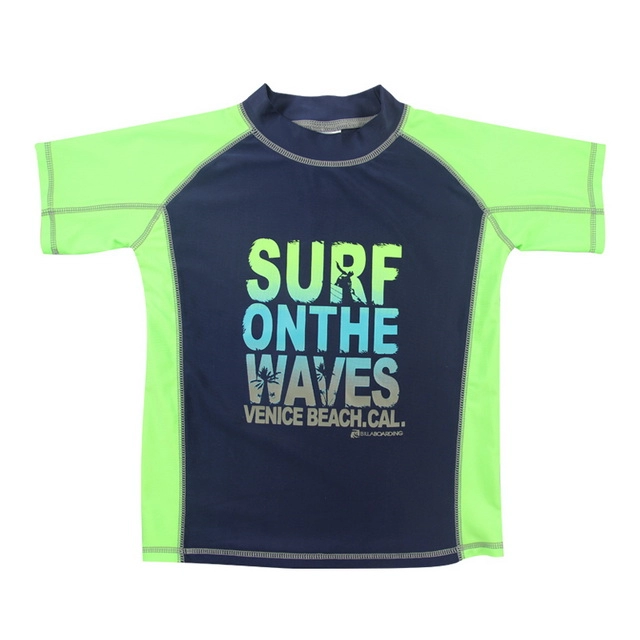 Camisetas Rash Guard azul marino y verde para niños