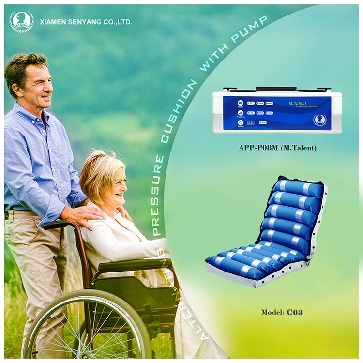 Custom zise oem comodidad presión alterna antiescaras cojín inflable médico asiento silla silla de ruedas cojín de aire