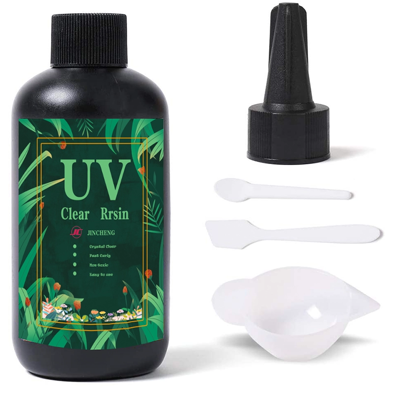 Kit de resina UV 200g Pegamento UV con taza de silicona Espátula de plástico