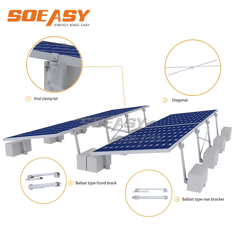 estructura de lastre de techo solar fotovoltaica a precio barato