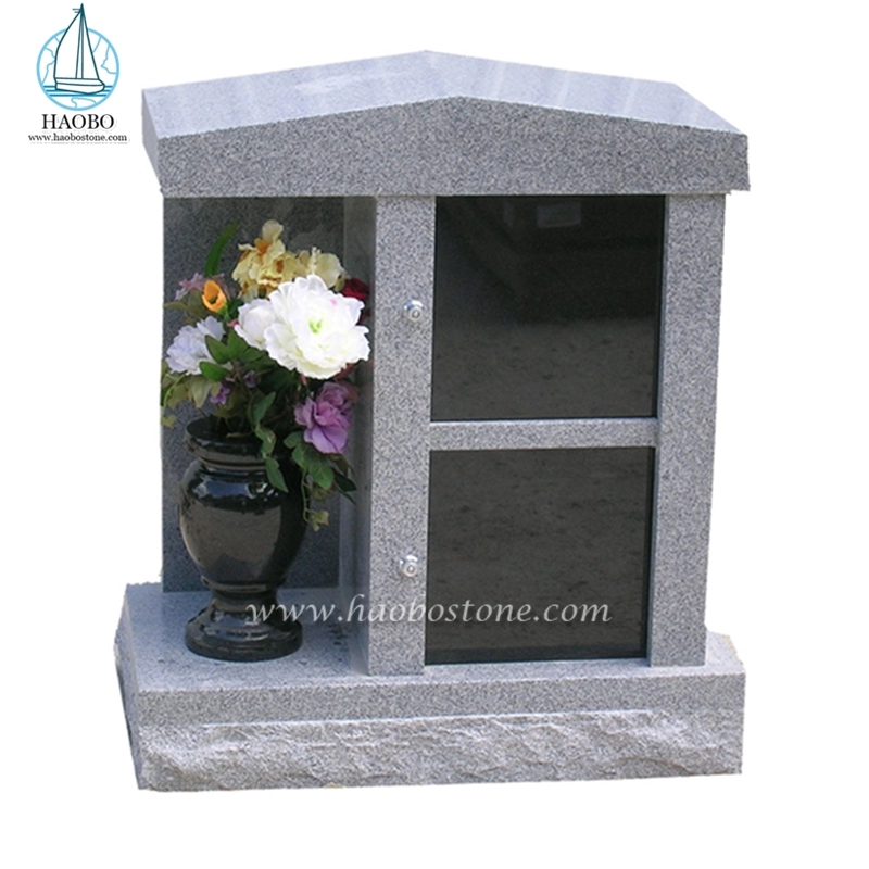 Columbario privado de 2 nichos de granito gris de China con alcoba