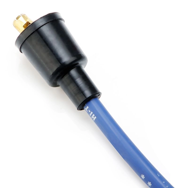 Juego de cables de bujía azul de 8 mm con fundas rectas de silicona