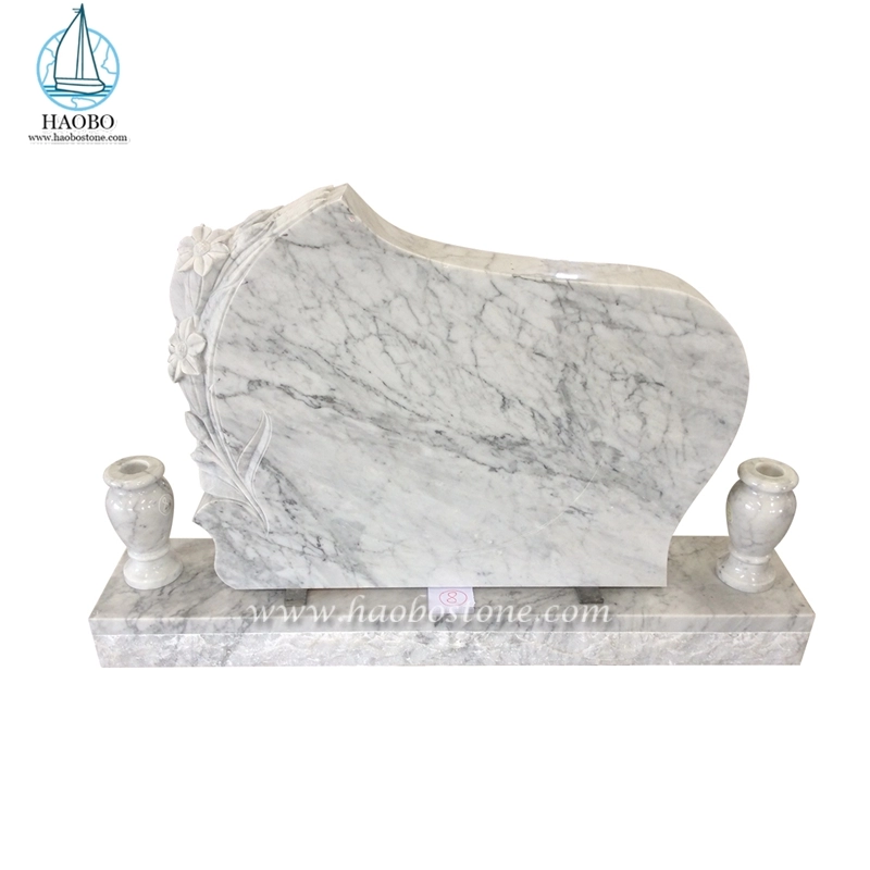 Haobo Piedra Mármol Carrara White Lily Lápida tallada