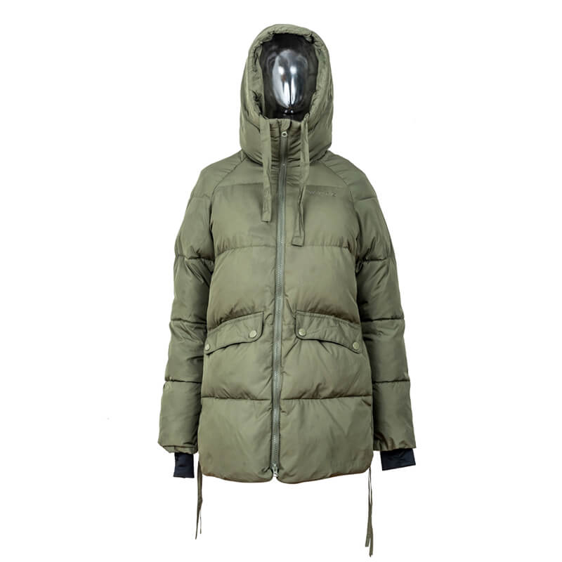 Ladies' Olive Long Waterproof Padded Winter Coats