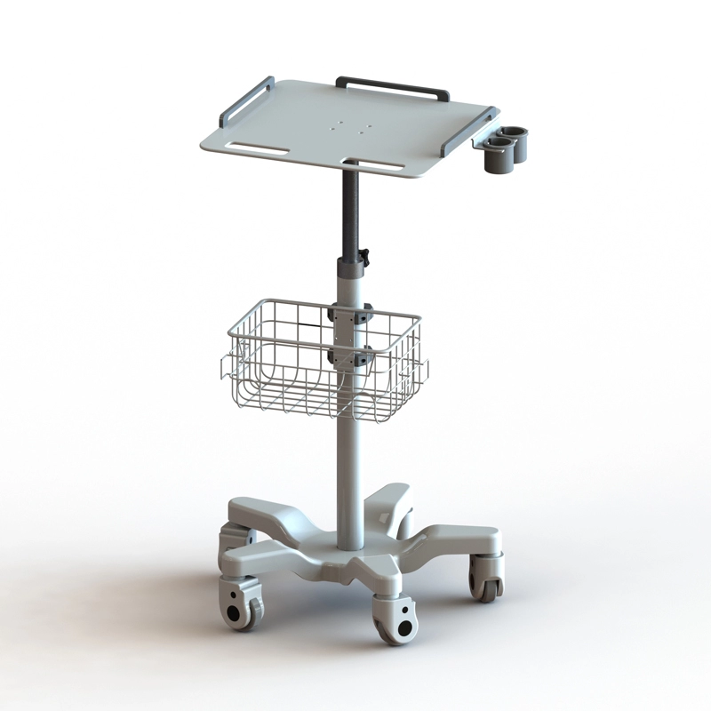 Carro de ECG ajustable en altura para uso médico con copa colgante para escáner