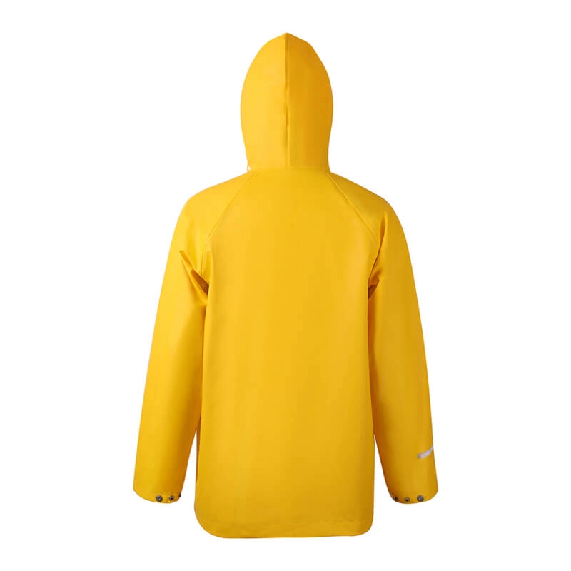 Chubasquero de PU impermeable amarillo con capucha para hombre