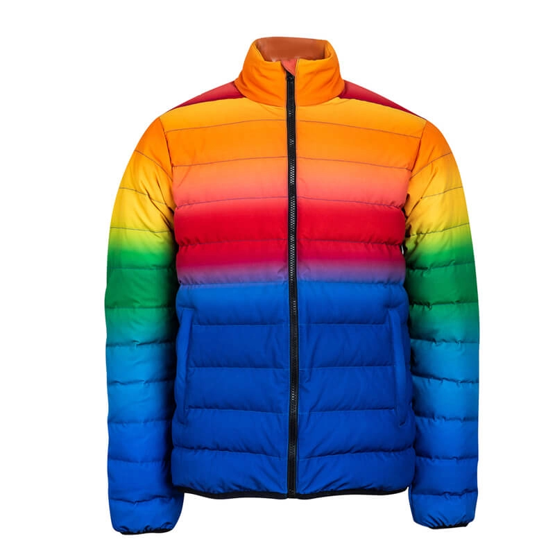 Chaqueta de invierno acolchada multicolor Rainbow Puffer para hombre