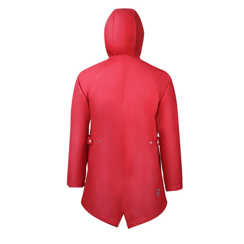 Impermeable de PU impermeable de color rojo con capucha para hombre
