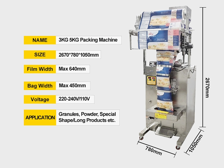 Empaquetadora de polvo granular grande de 3 kg 5 kg