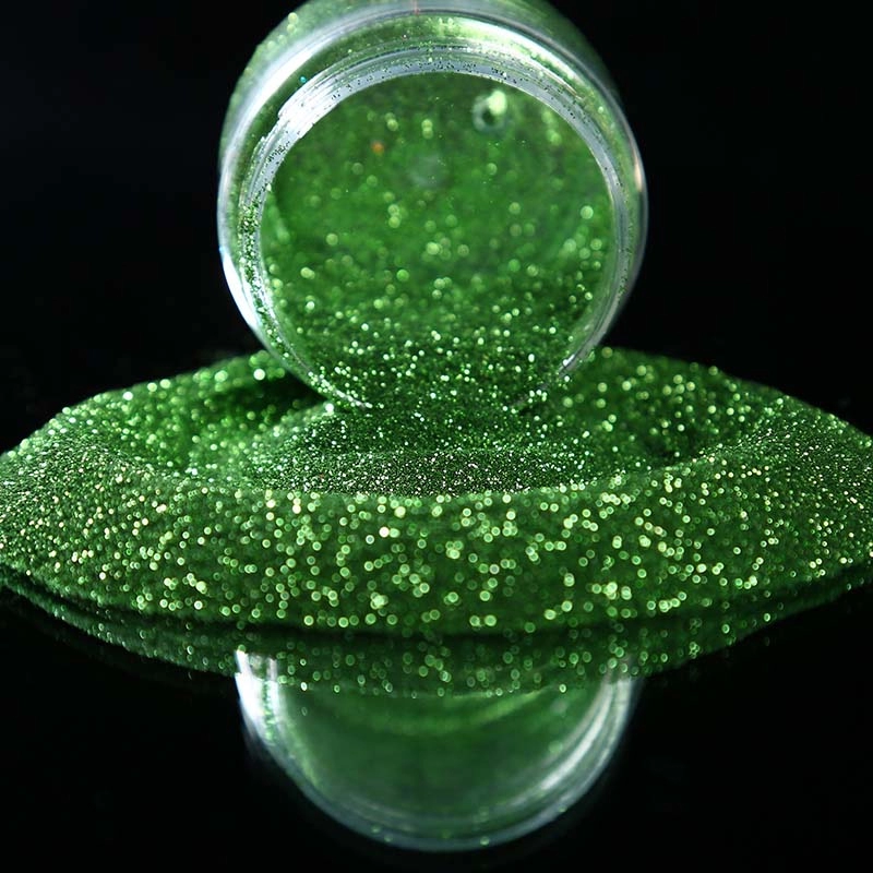 Polvo de estampado de brillo de inyección de plástico verde esmeralda