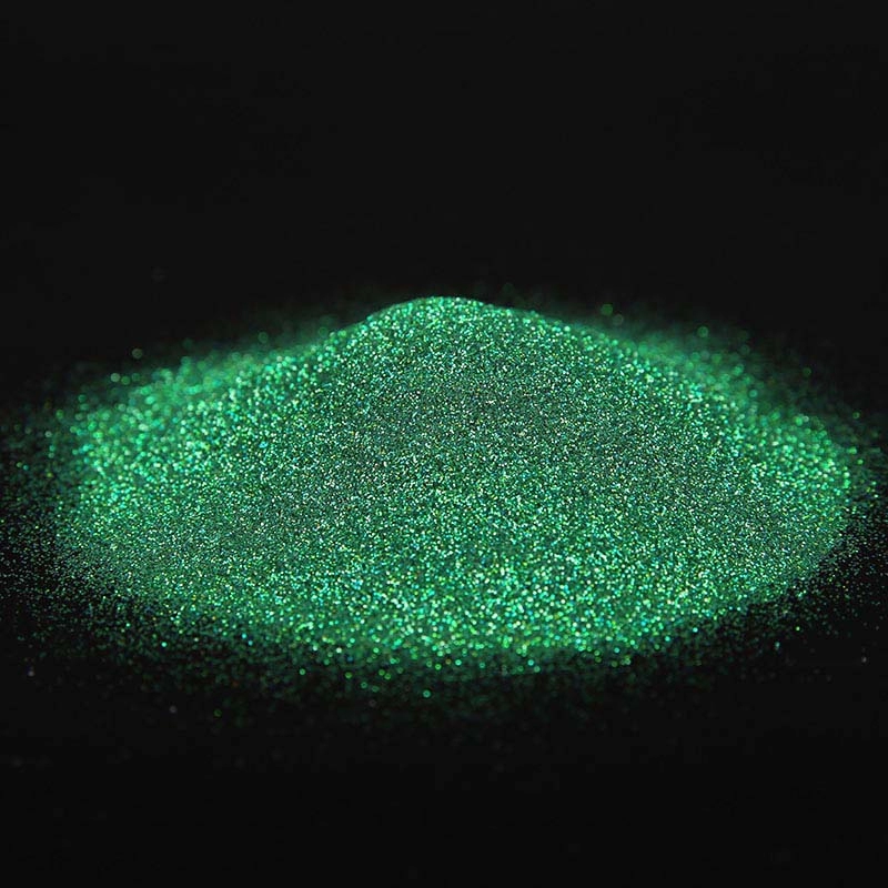 Polvo de purpurina hexagonal verde holograma competitivo