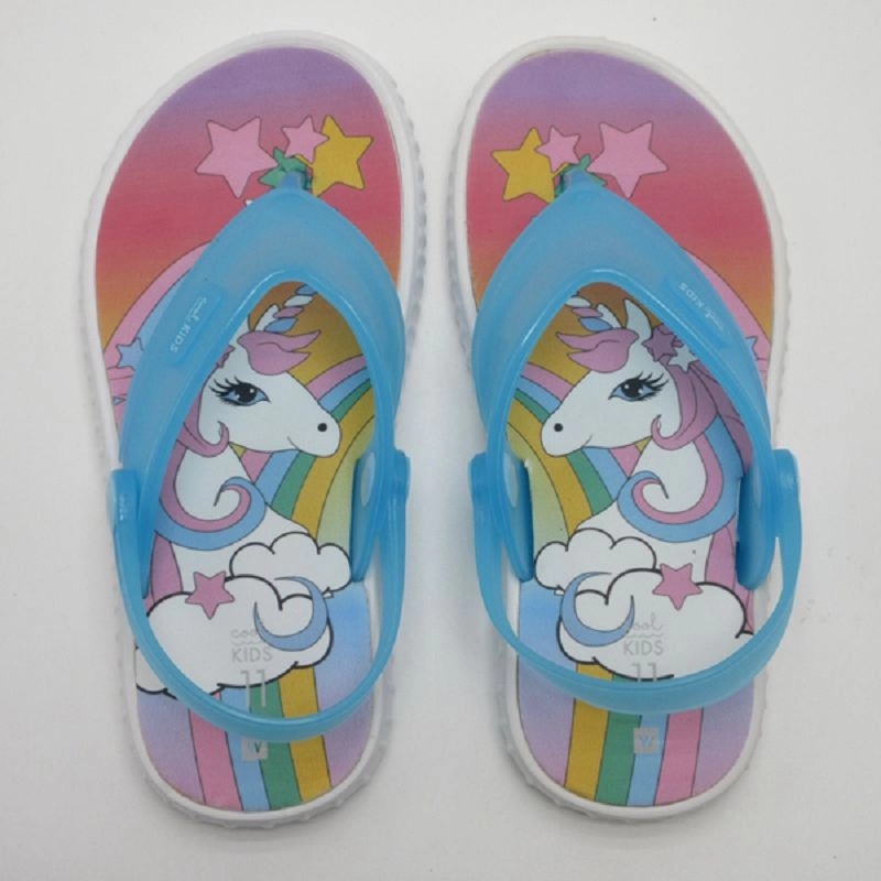 Sandalias con estampado de unicornio de dibujos animados para niños