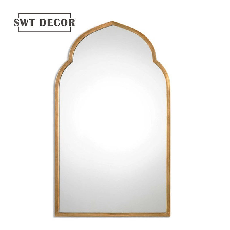 Espejo de arco de pared de pan de oro para decoración del hogar.