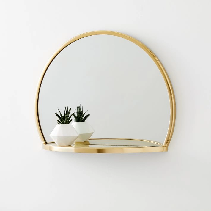 Espejo de estante de medio círculo Espejo de latón dorado