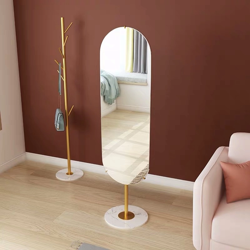 Espejo de pie para tocador con base de mármol
