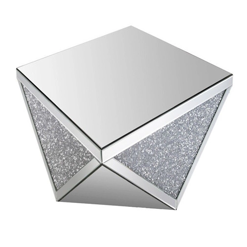 Mesa de centro con espejo cuadrado de diamante triturado de lujo al por mayor