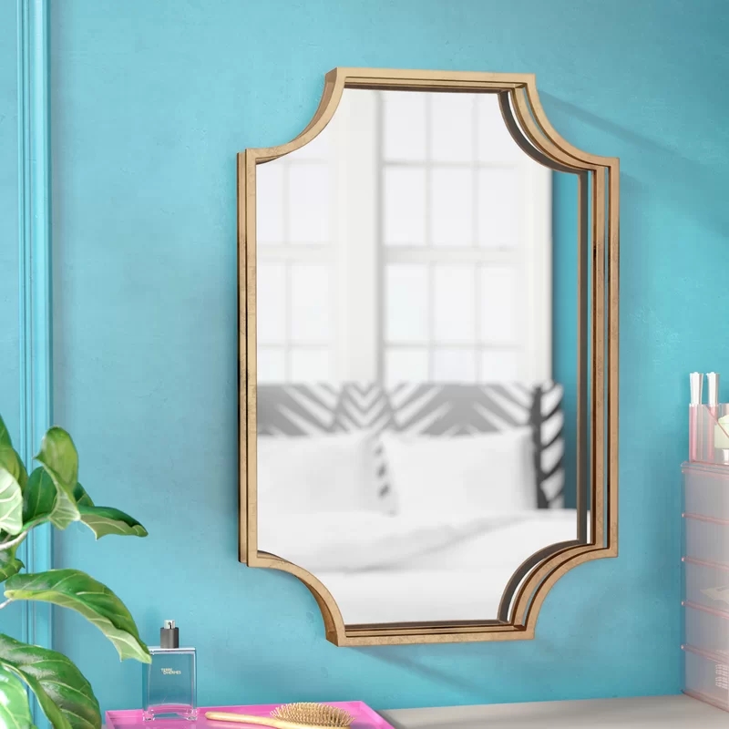 Black round metal wall mirror