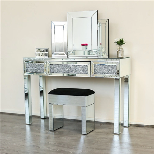 Mesa de consola con espejo de dormitorio de cristal con espejo de tocador