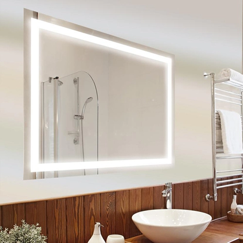 Espejo de tocador con luz LED montado en la pared con almohadilla antivaho