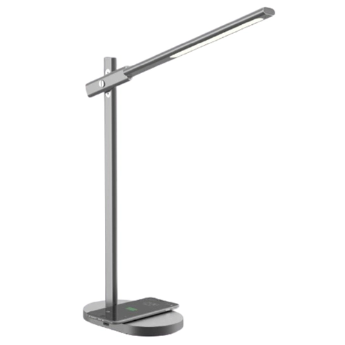 Lámpara de escritorio LED gris oscuro regulable con carga inalámbrica
