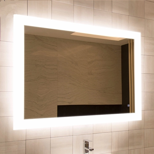 Espejo de baño con iluminación LED montado en la pared con desempañador