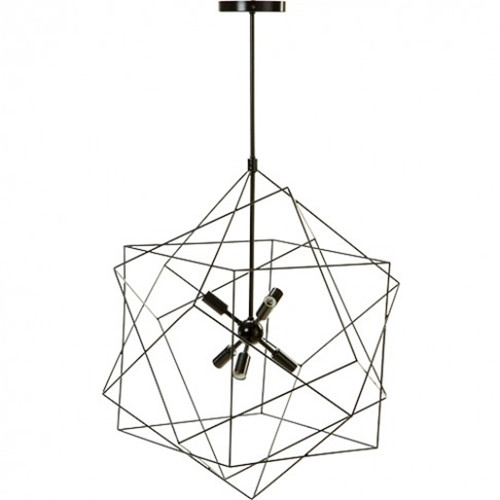 Lámpara colgante de jaula geométrica negra moderna