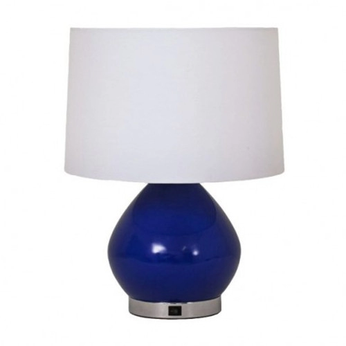 Lámpara de mesa de cerámica azul para dormitorio