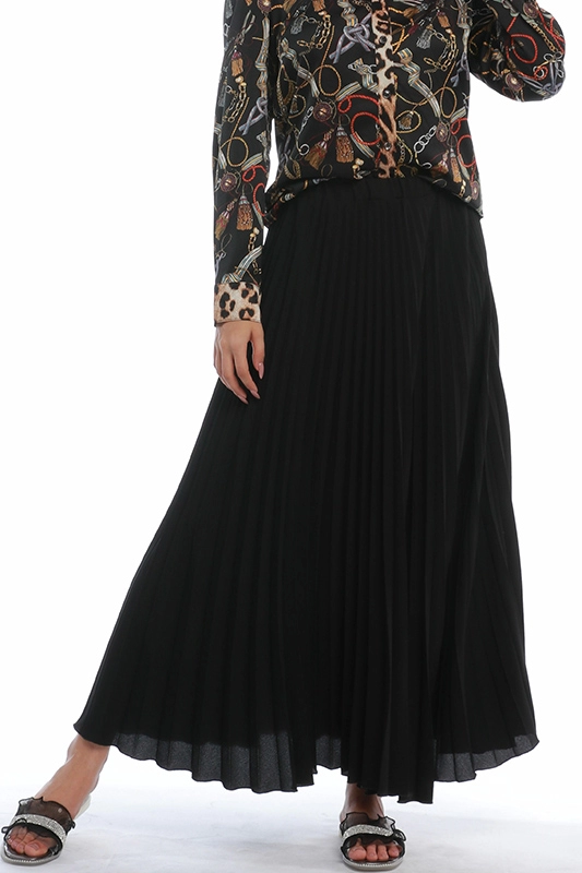 Faldas de gasa plisadas negras largas informales para mujer Maxi Vintage de moda de fábrica