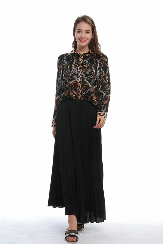 Faldas de gasa plisadas negras largas informales para mujer Maxi Vintage de moda de fábrica
