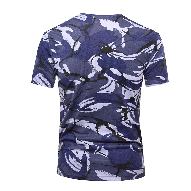 Camiseta punto algodón azul militar camo