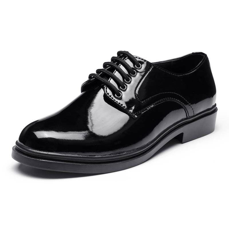 Zapatos de oficial de cuero genuino negro pulido